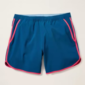 Board Shorts Solid Blue with red lines